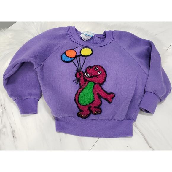 Vtg 90s Barney Dinosaur 4T Toddler Sweatshirt Pullover Crewneck Balloons - Picture 7 of 7